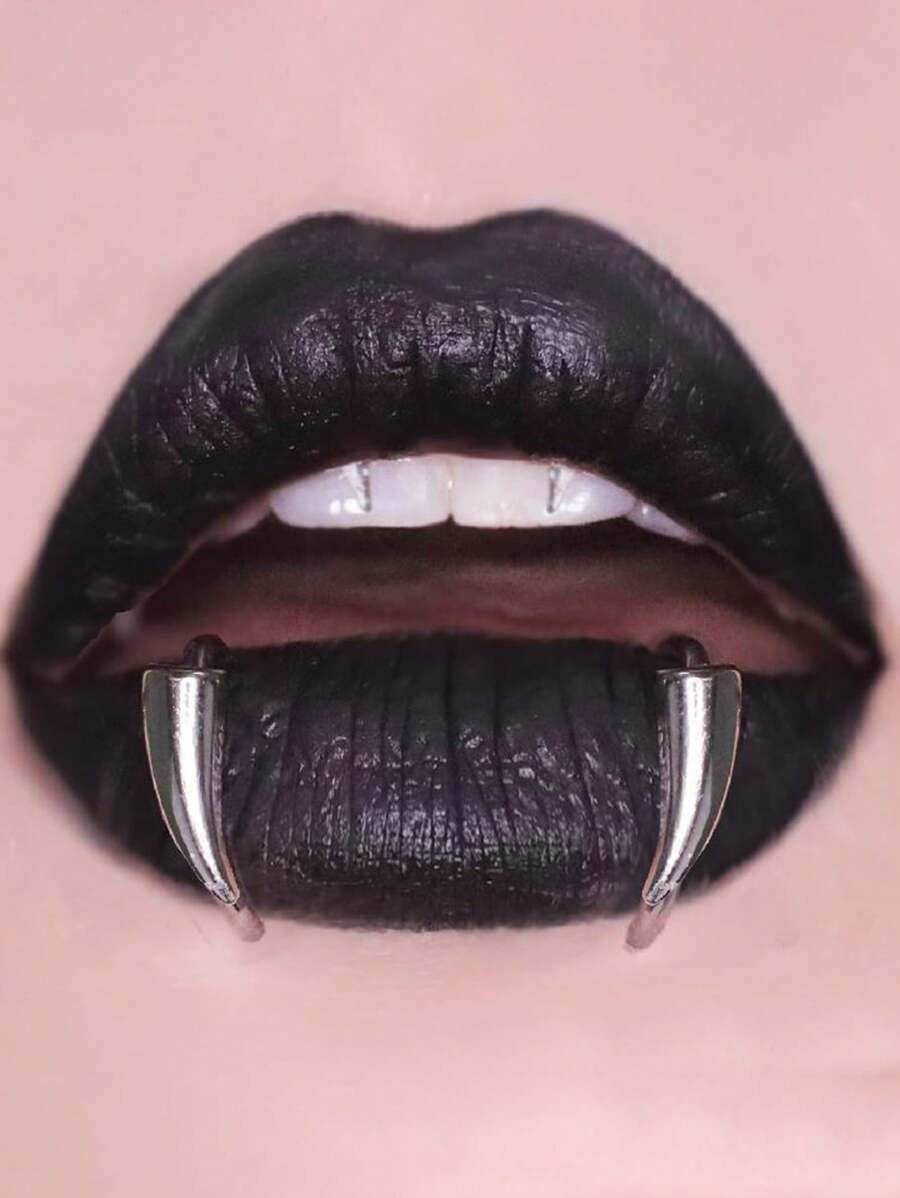 A Pair Of Vampire Fangs With No Holes, Lip Clips, Demon Teeth, Sharp Teeth, Titanium Steel, No Holes, Lip Rings, Halloween Single Item