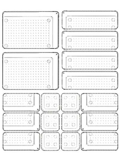 7pcs/11pcs/18pcs Set, Transparent Storage Organizer Box, 4 Different Size Trays, Multi-Purpose, For Storing Cosmetics, Small Tools, Tableware, Ideal For Vanity Table, Kitchen, Office Drawers Back To School