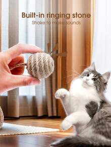 猫咪爱好者和猫妈妈爱玩玩具球 剑麻球 内置铃铛 猫咪爱好者和猫妈妈爱玩球 耐咬球 耐刮绳 自娱自乐 猫咪爱好者和猫妈妈爱玩小狗互动 猫咪爱好者和猫妈妈爱玩玩具 可悬挂