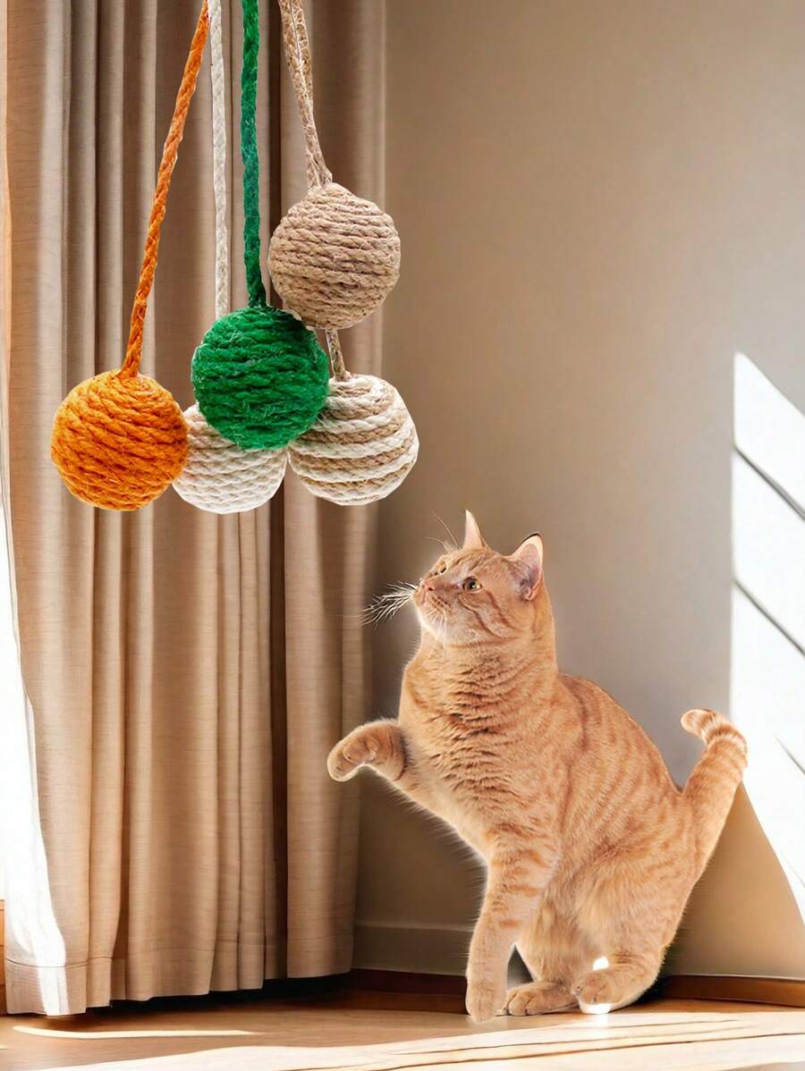 猫咪爱好者和猫妈妈爱玩玩具球 剑麻球 内置铃铛 猫咪爱好者和猫妈妈爱玩球 耐咬球 耐刮绳 自娱自乐 猫咪爱好者和猫妈妈爱玩小狗互动 猫咪爱好者和猫妈妈爱玩玩具 可悬挂