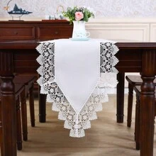 1PC, Đường chạy bàn đơn giản bằng polyester, Thiết kế ren hòa tan trong nước tinh tế, Đường chạy bàn cà phê macrame, Bố trí tiệc cưới thanh lịch theo phong cách Boho, Đường chạy bàn ngoài trời mùa hè theo phong cách trang trại, Trang trí nhà bếp gia đình. - trắng - Xem 12