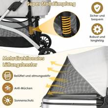 3 In 1 Dog Buggy Transport Bag Cat Buggy, Up To 40 Kg, Portable Pet Stroller, Dog Stroller With Mesh Windows & Cup Holder & Spring Shock Absorber, For Small And Medium-Sized Cats And Dogs - Xám - Xem 7