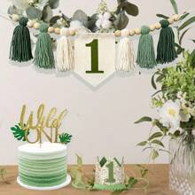 1st Birthday Avocado Green High Chair Banner Garland Tassel Flower Wreath Boho Decor,Christmas