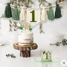 1st Birthday Avocado Green High Chair Banner Garland Tassel Flower Wreath Boho Decor,Christmas