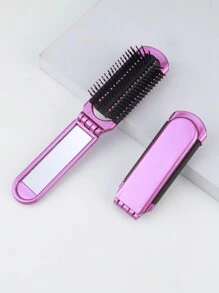 1 pieza Peine plegable con cojín de aire y espejo, cepillo de pelo portátil de viaje con función de masaje - Multicolor - Ver 12