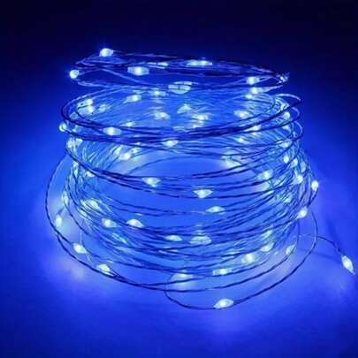 5m 50LED 10M/100LED Luz de Fada Alimentada por Bateria, Fio de Cobre Azul Luz de Céu Estrelado, Adequado para Quarto, Natal, Decoração de Festa