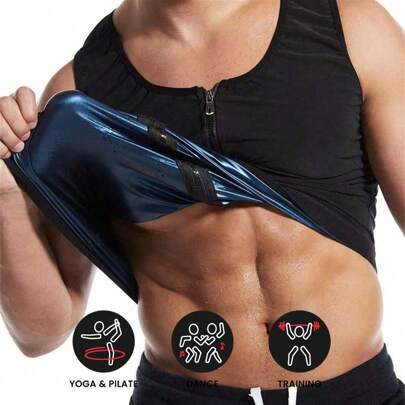 Sports Outdoor 1pc Men Waist Trainer Vest Hot Neoprene Sauna Suit Corset Body Shaper Zipper Tank Top Workout Sports Shapewear Belt Gym Accessories