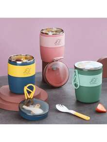 Lonchera Vaso Taza Térmica Fiambrera Acero Inoxidable 450ml Contenedor de Aislamiento - Verde - Ver 11