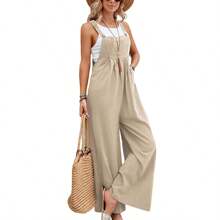 Women's Long Loose Jumpsuit Pantalona Social Fashion - 黃色 - 查看 8