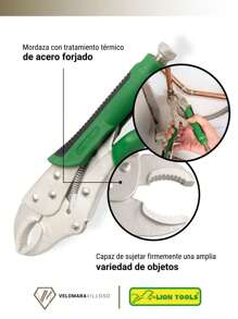 Pinza Presión 10 Pulgadas Curva Mango Ergonómico Mordaza Herramienta Manual - Gris - Ver 4