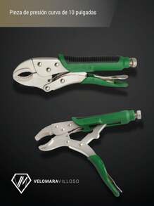 Pinza Presión 10 Pulgadas Curva Mango Ergonómico Mordaza Herramienta Manual - Gris - Ver 3