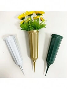2/1PC Cemetery Vase With Spikes Plastic Floral Vase Holder For Gravestone Grave Yard Ground Outdoor Flower Marker Decorations