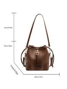 low tea 1pc Solid Color PU Leather Crossbody Bag With Drawstring Closure, Suitable For Daily Use By Women