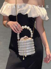 Luxury Women's Bridal Wedding Purse Party Prom Glitter Bling Rhinestone Clutches Handbag Dinner Evening Clutch Bucket Bag