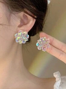 5pcs/Set Vintage Hollow Bow Faux Pearl Earrings For Women, Asymmetrical Minimalist Earring Set Valentines