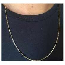 18K GOLD UNISEX THIN VENETIAN WIRE CHAIN WITH ROMMANEL KNOT CROSS PENDANT 60 CM 530718 540180 - 金黃色 - 查看 3