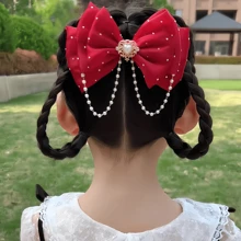 1pc Girls' Rhinestone, Pearl & Bow Decor Hair Clip, Cute & Sweet Hair Accessory Suitable For Home, Daily, School, Party, Gift (No Card Included) - 1PCS - View 10