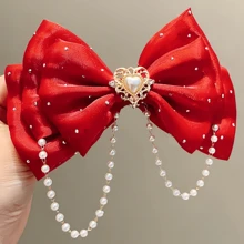 1pc Girls' Rhinestone, Pearl & Bow Decor Hair Clip, Cute & Sweet Hair Accessory Suitable For Home, Daily, School, Party, Gift (No Card Included) - 1PCS - View 9