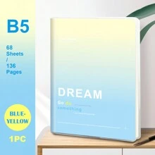 1pc, B5/A5, 136pages, Waterproof Soft PP Cover Notebook, Colorful Minimalist Diary Notebook, Lined Journal, Ideal For Office, Home, School Note Taking.
