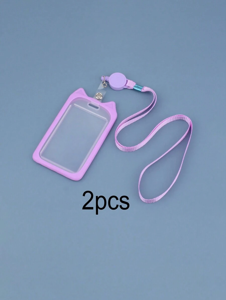 1入組卡通設計卡套附帶繩子 - 藍色 - 查看 1