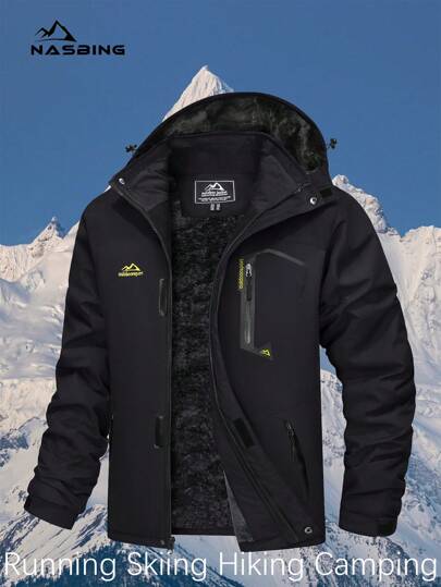 NASBING Men's Fleece Lined Jacket Water Resistent Windproof Thermal Outdoor Work Multi-Pockets Winter Coats Skiing Hiking CampiOuterwear