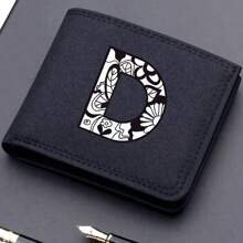 1pc Men's 26 Letters Printing Canvas Short Wallet Initial Name Double Fold Wallet Business Casual Short Wallet With Card Slots Wallet Small Card Case Gifts For Men Wallet Purse Wallet Small Wallet Men Wallet Leather - Black - View 15