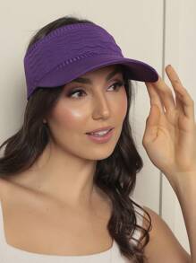 Women Modal Visor Hat Solid Casual Outdoor Visor Hat Summer 2023 Beach Hiking Cycling - 紫色 - 查看 2