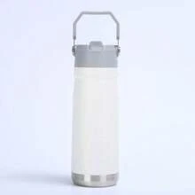 650ml Stainless Steel Squeeze Thermal Bottle With Straw, Handle, Spout For Hot Water, Iced Coffee - trắng - Xem 1
