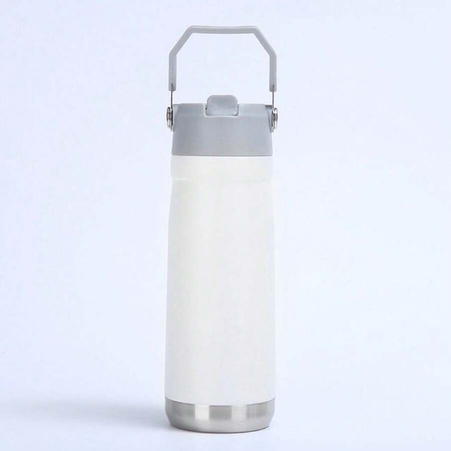 650ml Stainless Steel Squeeze Thermal Bottle With Straw, Handle, Spout For Hot Water, Iced Coffee - trắng - Xem 1