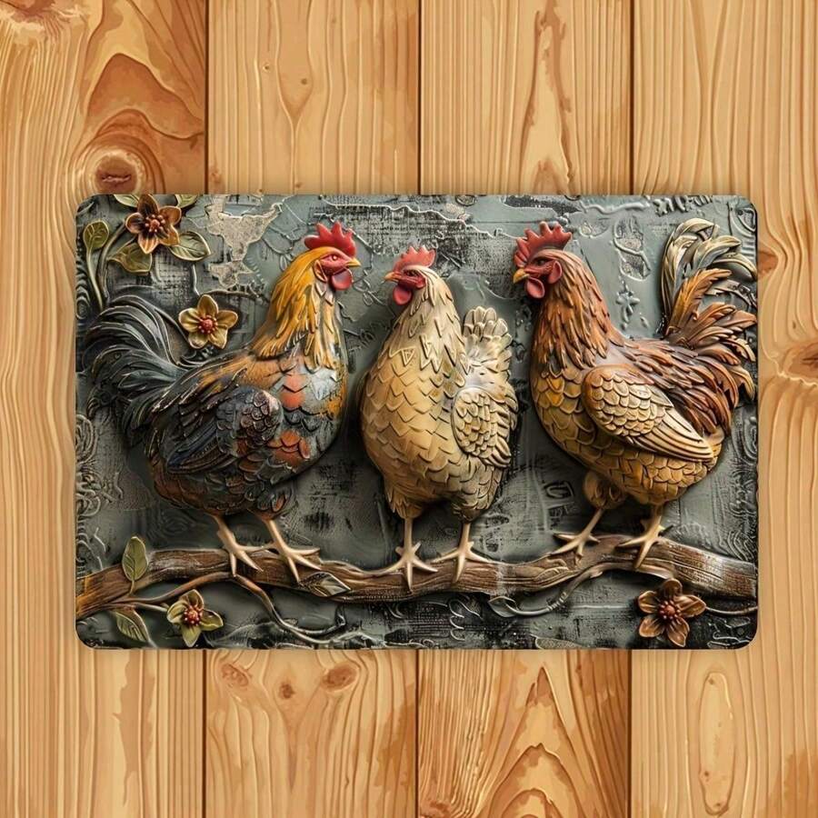 1 tấm biển thiếc kim loại phong cách cổ điển hình con gà trống mộc mạc trang trí tường - Thích hợp cho gia đình, quán bar, quán cà phê, nhà để xe | Nghệ thuật treo trong nhà/ngoài trời | Trang trí ngoài trời hình con gà kim loại 12"X8" - Nhiều màu - Xem 1