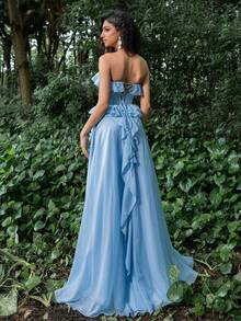 Faeriesty Women Formal & Evening Dresses Elegant Prom Wedding Guest Gown, For Graduation, Dinner - Blue - View 2