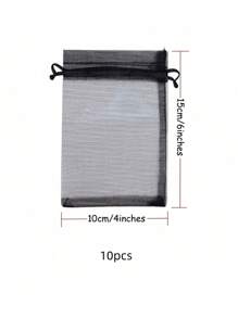 kumozawa 10pcs/100pcs Gift Tulle Bags Jewelry Treats Pouch Packaging Bags,Christmas - Black - View 3