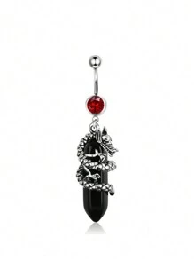 1 pièce Anneau de nombril décoratif en forme de chauve-souris avec pierres strass, araignée en web et crâne pour l'Halloween, pour femmes, bijoux de corps de nombril