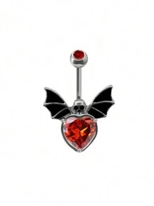 1 pièce Anneau de nombril décoratif en forme de chauve-souris avec pierres strass, araignée en web et crâne pour l'Halloween, pour femmes, bijoux de corps de nombril