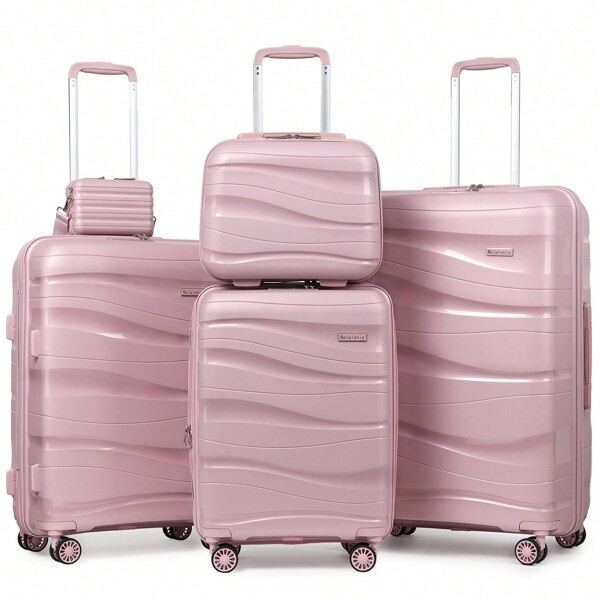 Joyway Set di 5 valigie rigide in PP Melalenia con rotelle a scomparsa - (Bagaglio a mano espandibile 20")(24" 28")