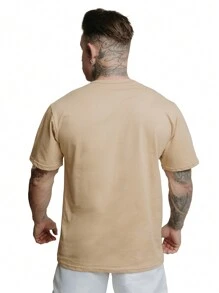 T-Shirt Unisex Men's Oversize 100% Cotton Oriental Print Shirt 7103 - 卡其色 - 查看 2