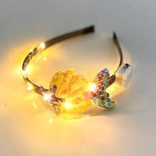 1 băng đô trang trí hình nàng tiên cá lấp lánh bằng đèn LED và sao biển, mũ đội đầu dễ thương, phụ kiện tóc dễ thương cho Giáng sinh và Halloween - Băng đô đính sequin hình nàng tiên cá có đèn ấm áp - Xem 5