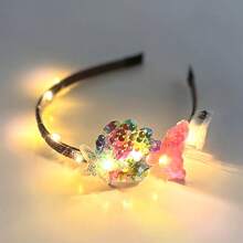 1 băng đô trang trí hình nàng tiên cá lấp lánh bằng đèn LED và sao biển, mũ đội đầu dễ thương, phụ kiện tóc dễ thương cho Giáng sinh và Halloween - Băng đô đính sequin hình nàng tiên cá có đèn ấm áp - Xem 9