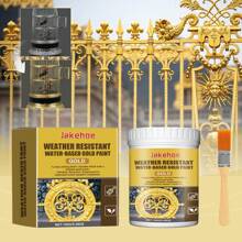 Weather-Resistant Water-Based Gold 1pce Metallic Paint Weather-Resistant Water-Based Gold For Decorative Roman Columns Outdoor Gold Foil Paint - Multicolor - View 1