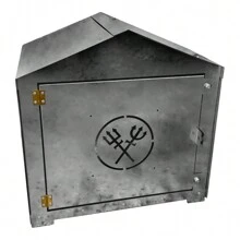 Log House 35x35x25 Exu Pomba Gira Trident Unpainted - Xám - Xem 1