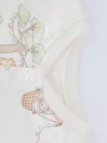 Newborn Baby Girl Long Sleeves Cartoon Printed Jumpsuit