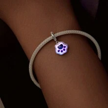 bamoer 1 PC 925 Sterling Silver Cute Cat Star Pendant Flying Balloon Cat Pet Paws Charms Beads Fit Women Girl DIY Bracelet Fine Jewelry