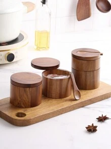 1 pieza salero de madera perfumada, tarro de especias de madera, caja de pimentero, recipiente de almacenamiento de condimentos de cocina