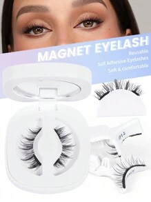 MAGEFY Bộ lông mi giả từ tính kèm nhíp chuyên nghiệp, lông mi giả không keo, có thể tái sử dụng, lông mi Manga Lash tự nhiên, dài, mềm mại, giả lông chồn, dụng cụ trang điểm mắt nhẹ nhàng cho các bữa tiệc làm đẹp khi đi du lịch - màu đen - Xem 2