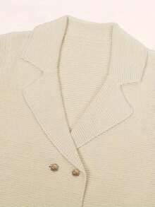 Áo khoác cardigan cài nút hai bên cổ tròn trơn cỡ lớn dành cho nữ, áo khoác dài tay thường ngày, quần áo bốn mùa dành cho nữ - Màu be - Xem 3