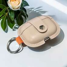 充电盒保护套适用于 Apple Air Pods Pro，带钥匙扣的皮革保护套适用于 Apple AirPods Pro 1st (2019) / AirPods Pro 2nd (2022)，皮革 Airpods 3 保护套适用于 Airpods 第三代保护性 PU 皮革保护套 Airpod 3 保护套带钥匙扣，男女皆宜 - 卡其色 - 查看 2