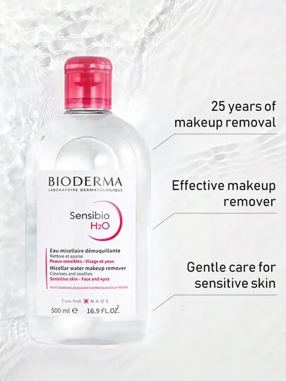 Bioderma Sensibio Micellar Water, 500ml, Deep Cleansing, Fragrance-Free, For Face, Eye & Lip
