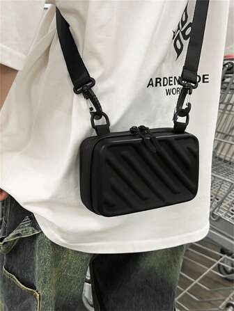 Men's Solid Color Structured Box Bag, Adjustable Shoulder Strap Crossbody Bag Christmas Fall University Cross Body Bag Gifts Scream Bag Winter Christmas Gifts Thanksgiving Travel Purse Holiday Tote Bag Cool Minimalist Square Sling Bag Sling Bag Stickers Bags Summer Back To School Valentine Gifts Shoulder Bag Vacation Bag Pack Spring School Supplies Small Bag For Men Body Bag For Men Mobile Phone Bag