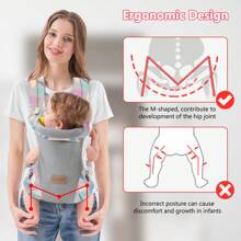 1pc Upgraded Ergonomic Baby Carrier, Newborn & Infant Backpack, Hands-Free Design With Chest Support, Breathable, Perfect Baby Shower Gift (Leaf Pattern) - Leaves - View 9