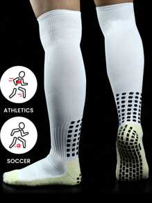 Weiße Kniestrümpfe mit Schaumstoffpolsterung für Herren Fußballtraining und -wettkämpfe für den Outdoor-Sport, rutschfest, schweißabsorbierend, erhältlich als Kniestrümpfe, Wadenkniestrümpfe und Oberschenkelstrümpfe